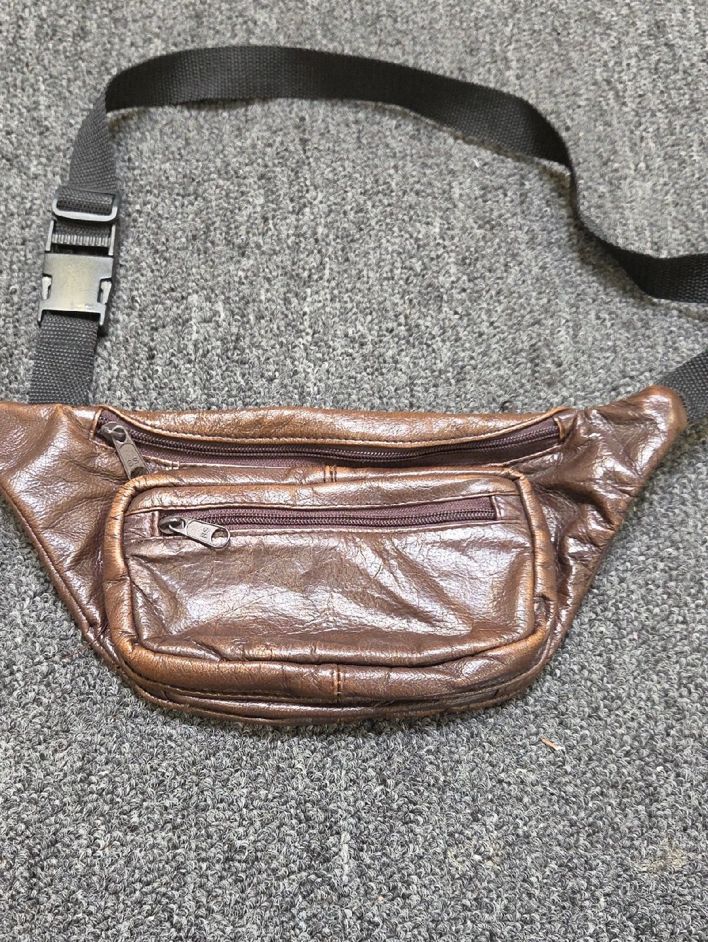 Brown Leather Men's Waist Bag Fanny Pack - Unbranded